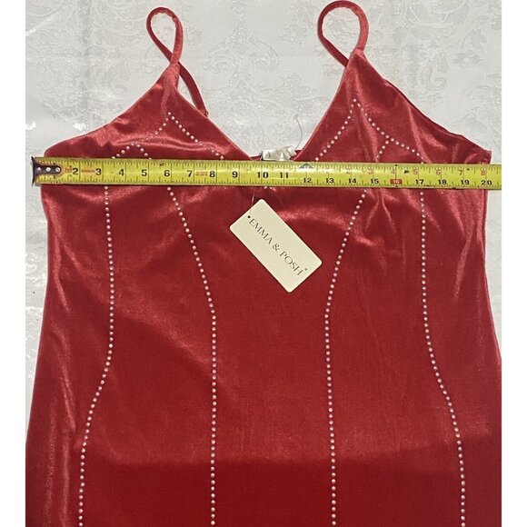Emma & Posh Red Velvet Sz 3X Adjustable Strap Bodycon Dress Metal Detail NWT - Picture 4 of 10